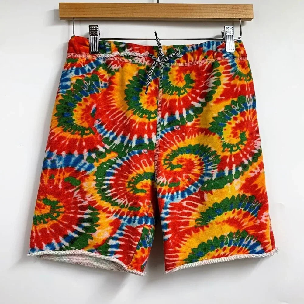 Appaman Girls Spiral Tie Dye Elastic Waist Drawstring Fleece Shorts SIze 14